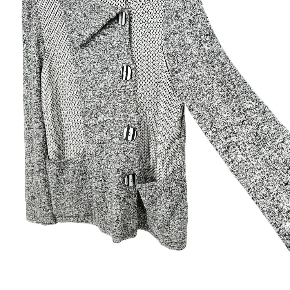 Habitat Sz Medium Black White Wearable Art to Wear Artsy Jacket Blouse Shirt Top - Picture 6 of 8